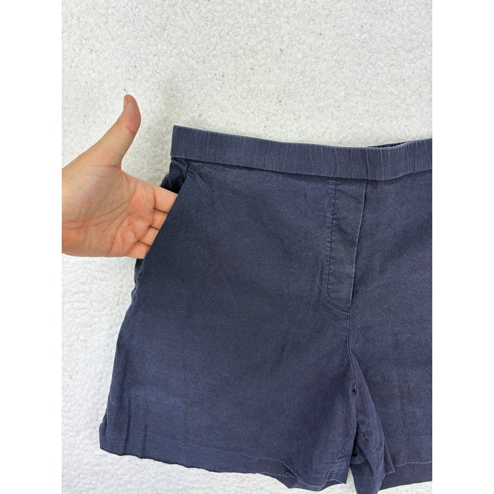 Theory Linen Shorts Pull On Women's 10 Navy Yellow Casual Summer Lot 2 Flaw - Picture 5 of 16